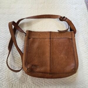 Duluth Trading Co Brown Pebbled Leather Crossbody Bag Messenger Purse Vintage